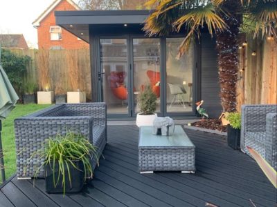 Garden Room In Bedford, With Composite Decking For Outdoor Seating Area