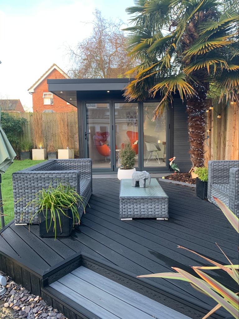 Garden Room In Bedford, With Composite Decking For Outdoor Seating Area